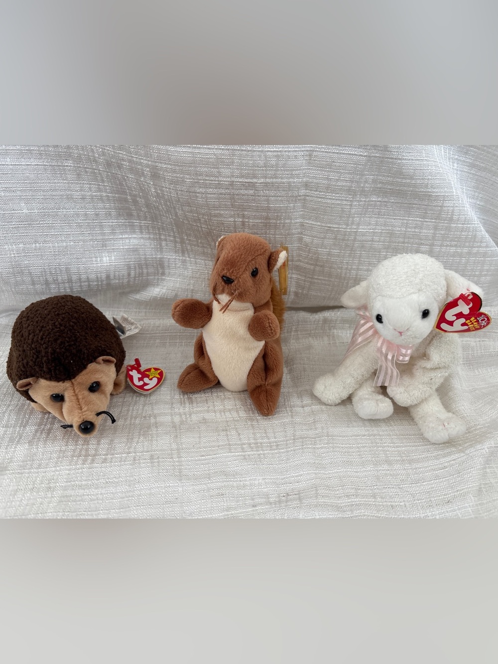 Ty Beanie Babies- Squirrel, Hedgehog and Lamb